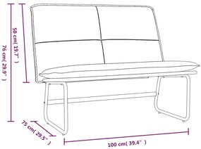 vidaXL bordó műbőr pad 100 x 75 x 76 cm