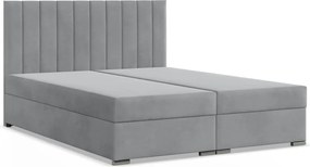 Agen ágy, bársony, 140 x 200, ágyneműtartóval, szürke