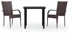 vidaXL 3 részes barna-fekete kerti étkezőgarnitúra