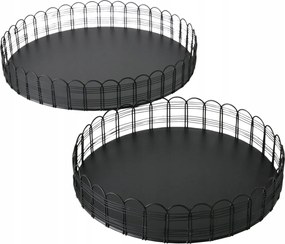 Fém Tálca Szett, Fekete, Kerek, Dekoratív, 2 Db-os Weiry, Átmérő 25-31 CM