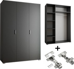 Gardróbszekrény Akció 3-D 120 x 192 x 51 cm Fekete Csendes Ház