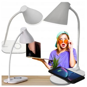 LED asztali lámpa iskolai íróasztal lámpa 3 üzemmód QI USB induktív töltővel