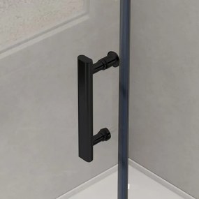 Erga Tucson, tolóajtós zuhanykabin 80 (ajtó) x 80 (fal) x 190 cm, 6mm átlátszó üveg, fekete profil, ERG-S02-TUCSON-D080D080-CL-BK