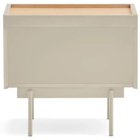 Bézs-natúr színű éjjeliszekrény tölgyfa dekorral Otto – Teulat