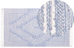 Kék és fehér pamutszőnyeg 80 x 150 cm ANSAR Beliani