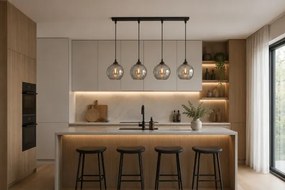 Brilagi - Kábelre függesztett DIOR csillár 4xE27/60W/230V fekete/füstszürke