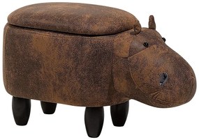 Sötétbarna műbőr állatos puff 32 x 35 cm HIPPO Beliani