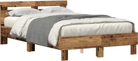 vidaXL Ágykeret leddel fejtámlával Öreg fa 120 x 190 cm Faanyag