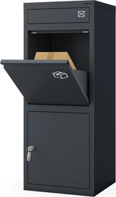 Csomag- és levélláda paczkobox, fém, kültéri, zárható, antracit PAT