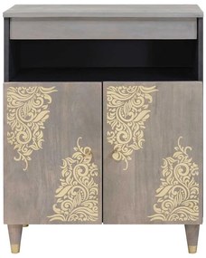 Széf polcokkal Szürke és Arany 60 x 33.5 x 75 cm Tömör mangófa