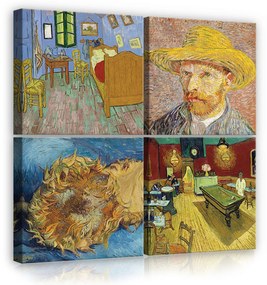 Vászonkép 4 darabos, Van Gogh 50x50 cm méretben