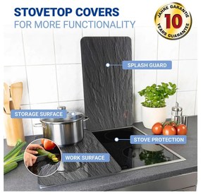 Edzett üveg tűzhely fedőlap szett 2 db-os 30x52 cm Slates – Wenko