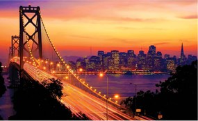 Flizelin fotótapéta Híd az éjszakai városban panoráma 368x254 +ragasztó