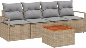 vidaXL Kerti Kanapé Szett 5 pcs Beige és Világosszürke polirattan