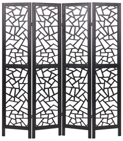 Összecsukható fekete paraván négy panellel 170 x 163 cm PIANLARGO Beliani