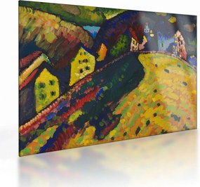 Üveg kép - Vasily Kandinsky, Houses at Murnau, reprodukciók (70x50 cm)