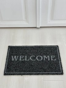 &#039;Welcome&#039; antracit szennyfogó szőnyeg 40x70 cm