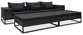 5 részes szürke polyrattan kerti bútorszett párnákkal