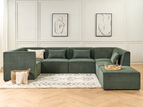 Sötétzöld kordbársony ottomán 83 x 41 cm LEMVIG Beliani