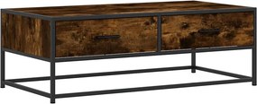 vidaXL füstös tölgy szerelt fa és fém dohányzóasztal 100 x 50 x 35 cm