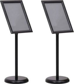 vidaXL Poszter Állványok 2 pcs Fekete 32,7 x 24 x 108 cm Alumínium