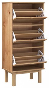 OTTA barna tömör fenyőfa cipőszekrény 3 fiókkal