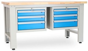 Műhelyasztal Solid OAK-33, 150 cm, 2x függő doboz, tölgy