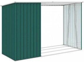 zöld horganyzott acél kerti tűzifatároló 245 x 98 x 159 cm