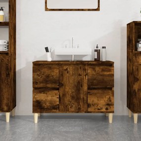 füstös tölgy színű szerelt fa mosdószekrény 80 x 33 x 60 cm