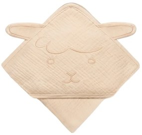 Lionelo - Gyermek musszlin kapucnis törölköző Homokbézs