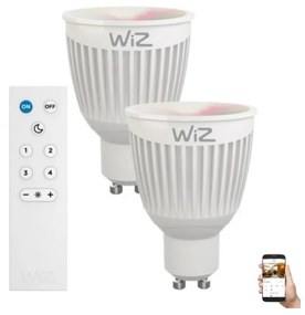 WiZ KÉSZLET 2x LED RGBW Dimmelhető izzó GU10/6,5W/230V 2200-6500K Wi-Fi + távirányító - WiZ WI0100