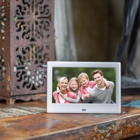 Sencor - Digitális képkeret hangszóróval 230V fehér + távirányító