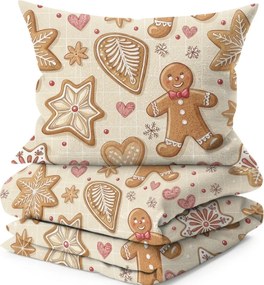 Krepp ágyneműhuzat GINGERBREAD JOY bézs Ágyneműhuzat mérete: 70 x 90 cm | 140 x 200 cm