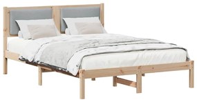 vidaXL Ágykeret fejtámlával Világosszürke 135 x 190 cm Tömör fenyőfa