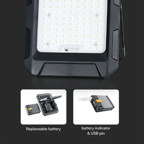LED napelemes reflektor 15W, 3,7V, IP65, 4000K, fekete + távirányító