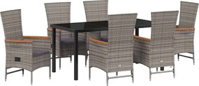 vidaXL Kert étkező szett párnával 7 pcs Szürke Porszórt acél