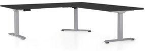 OfficeTech Angle állítható magasságú asztal, 180 + 120 cm, szürke alap, fekete