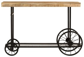 tömör mangófa és vas tálalóasztal 112x36x76 cm