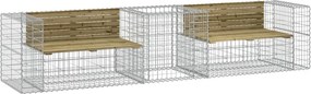 vidaXL tömör impregnált fenyőfa kerti pad gabion kosárral