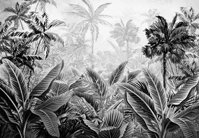 dzsungel szürkében poszter, fotótapéta, Vlies (104 x 70,5 cm)