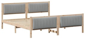 Ágykeret Barna és világosszürke 180 x 200 cm Tömör fenyőfa