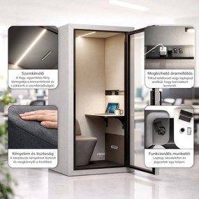 INBOX akusztikai irodai fülke 1 személyes, 2100 × 1100 × 900 mm