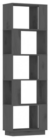 szürke tömör fenyőfa könyvszekrény/térelválasztó 51x25x163,5 cm