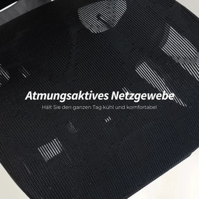 HOMCOM Prémium ergonomikus irodai szék, állítható derék- és fejtámlával, 6D karfákkal, lábtartóval, hálós, fekete