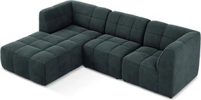 Kék bársony sarokkanapé (bal oldali-heverő résszel) Aloha – Makamii