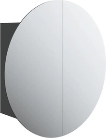 vidaXL fekete fürdőszobaszekrény kerek tükörrel/LED-del 40x40x17,5 cm