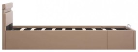 kávészínű műbőr LED-es hidraulikus ágykeret 100 x 200 cm