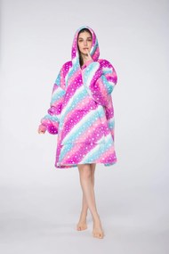 báránybunda hatású kapucnis, ujjas pléd AURORA színes