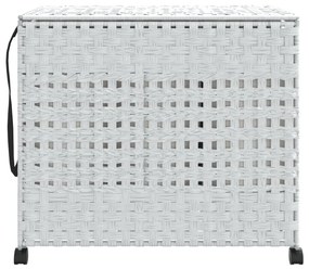fehér rattan szennyeskosár kerekekkel 66x35x60 cm