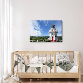 Az Akaroa világítótorony képe, Új-Zéland (90x60 cm)
